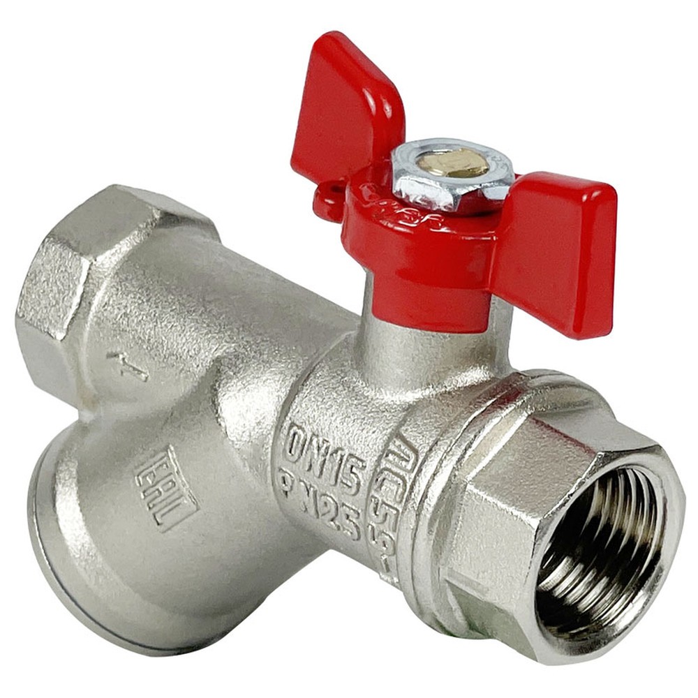 Кран шаровой VALFEX PREMIUM с фильтром 1/2 ВВ бабочка VF.292.P.012