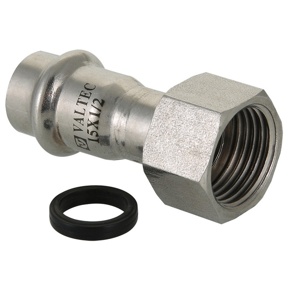 Соединитель пресс Valtec из нержавеющей стали с накидной гайкой ВР 35 мм x 1 VTi.908.I.3506 (уп. 5 шт)