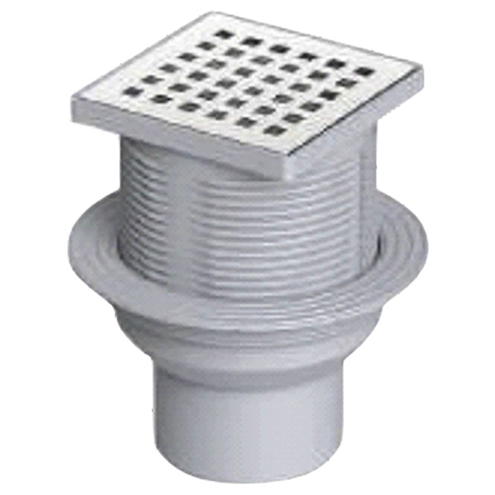 Трап канализационный VALFEX вертикальный DN110 регулируемый с нержавеющей решеткой 150х150 мм и комбинированным затвором VF.031.110K.150.01