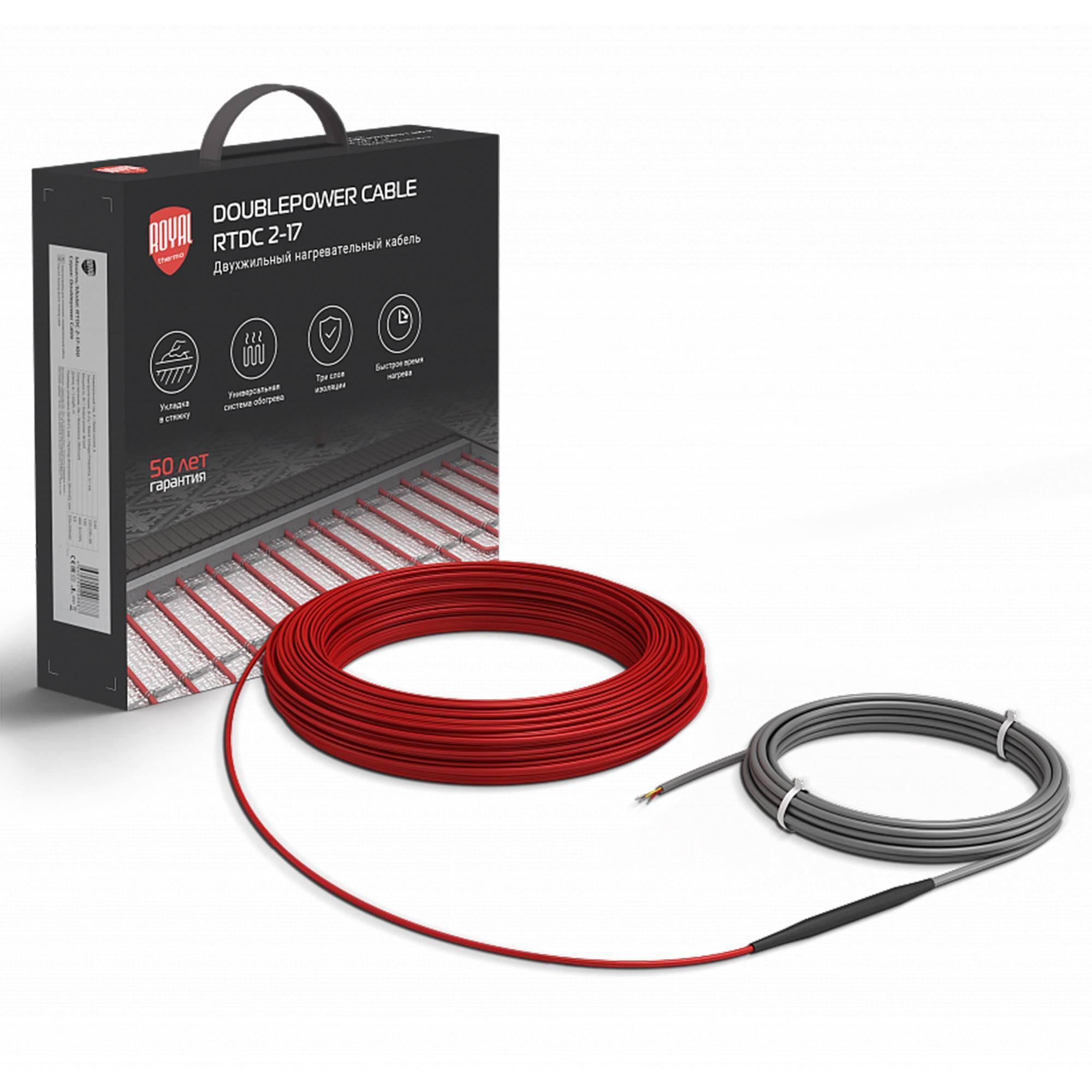 Нагревательный кабель Royal Thermo Doublepower Cable RTDC 2-17-1000 комплект 1000 Вт НС-1599069