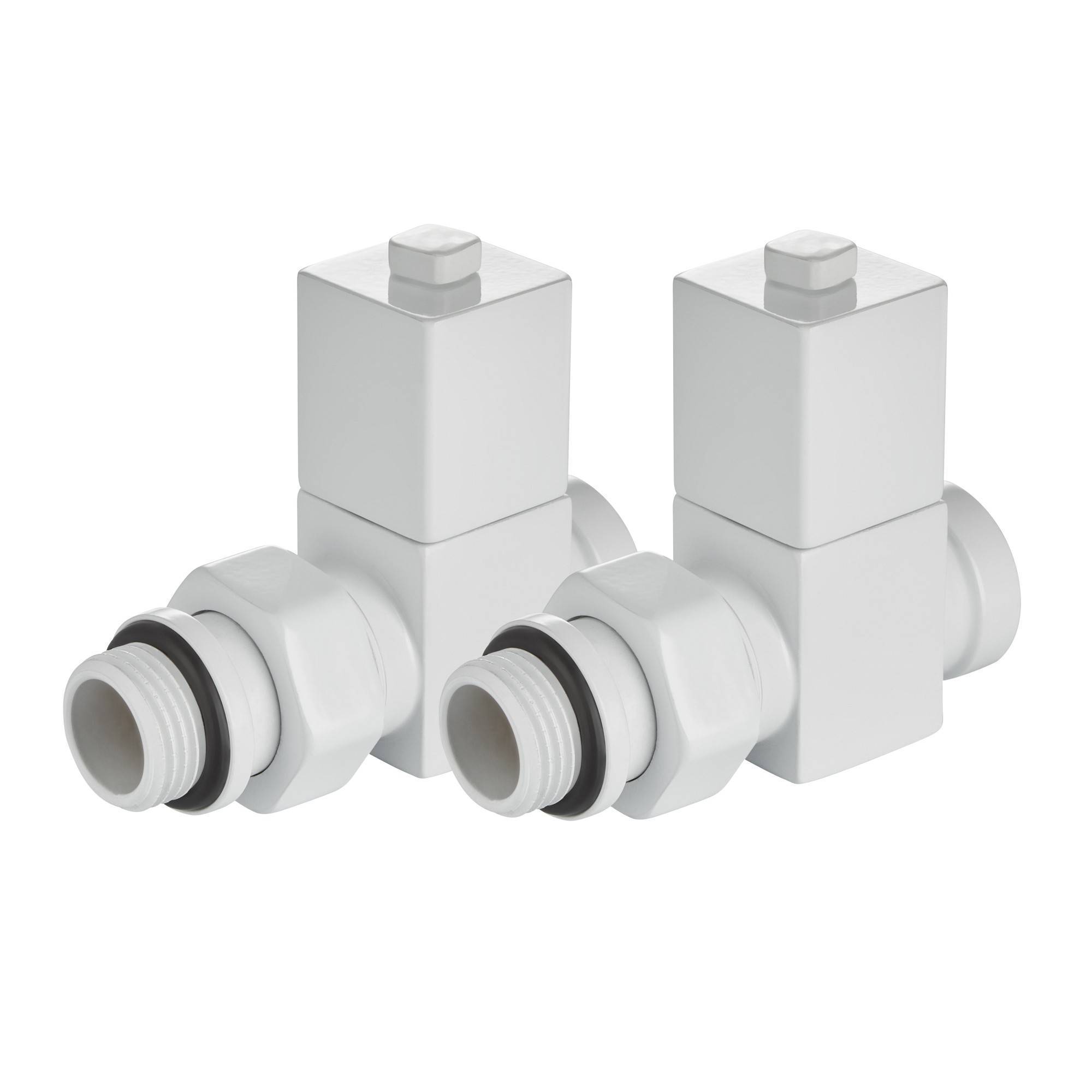 Набор дизайн-вентилей Royal Thermo CUBE прямой 1/2 белый RTE 50.030 WT