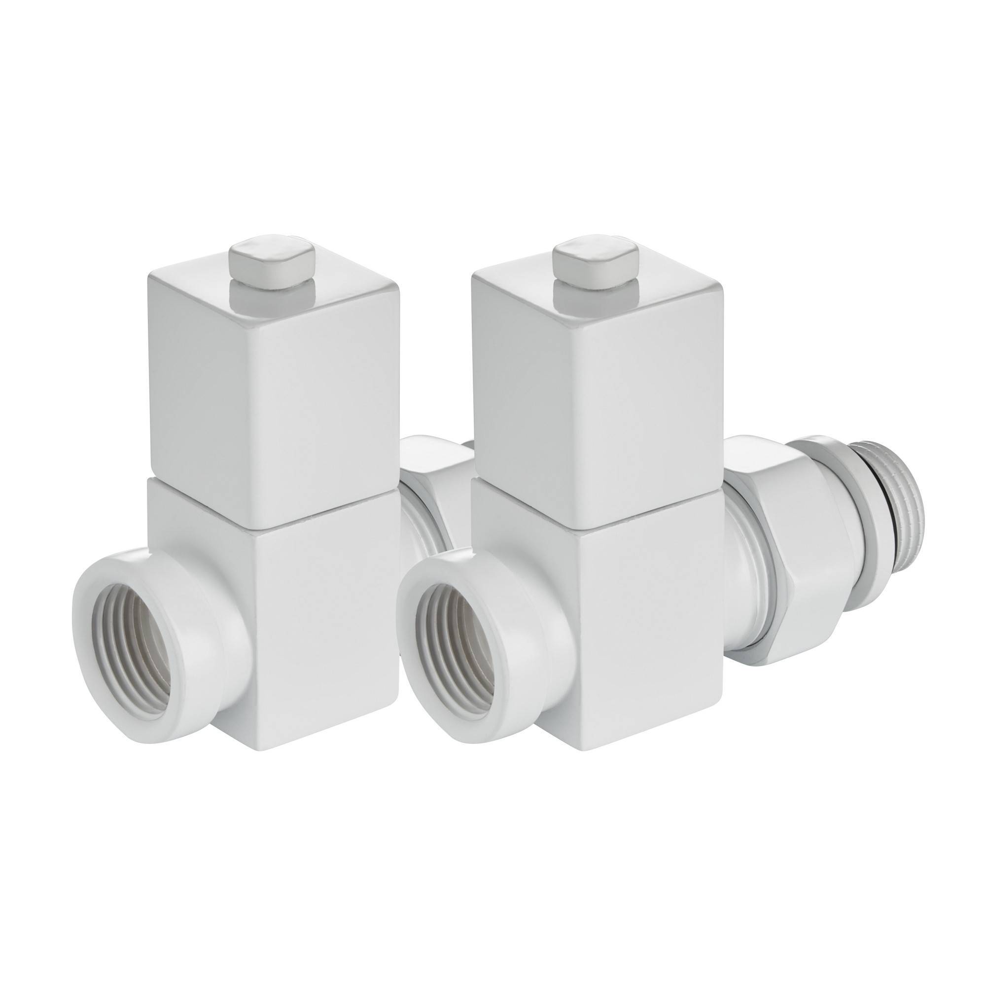 Набор дизайн-вентилей Royal Thermo CUBE прямой 1/2 белый RTE 50.030 WT