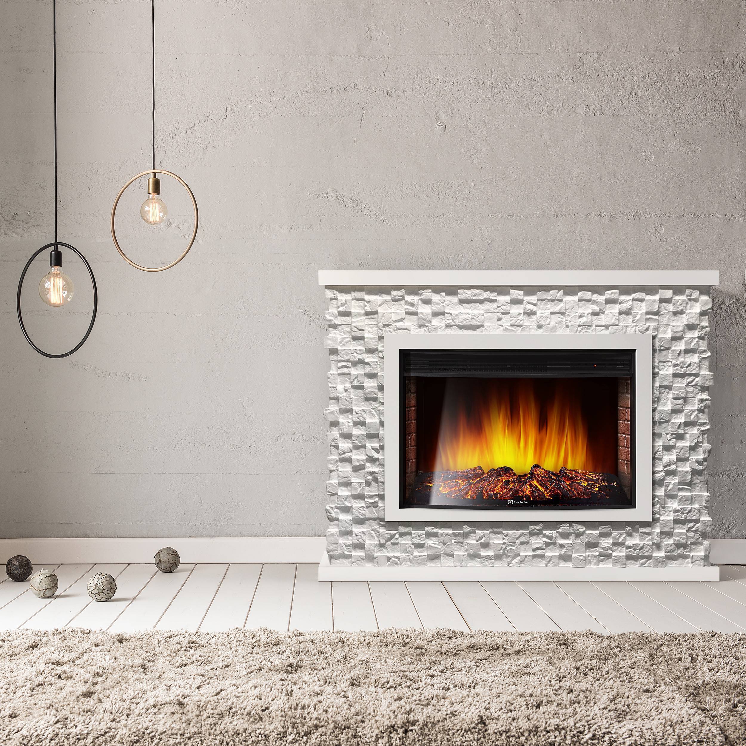 Каминокомплект Electrolux EFP/P-3320RLS с порталом Quadro 30 камень песчаник античный белый 1341272