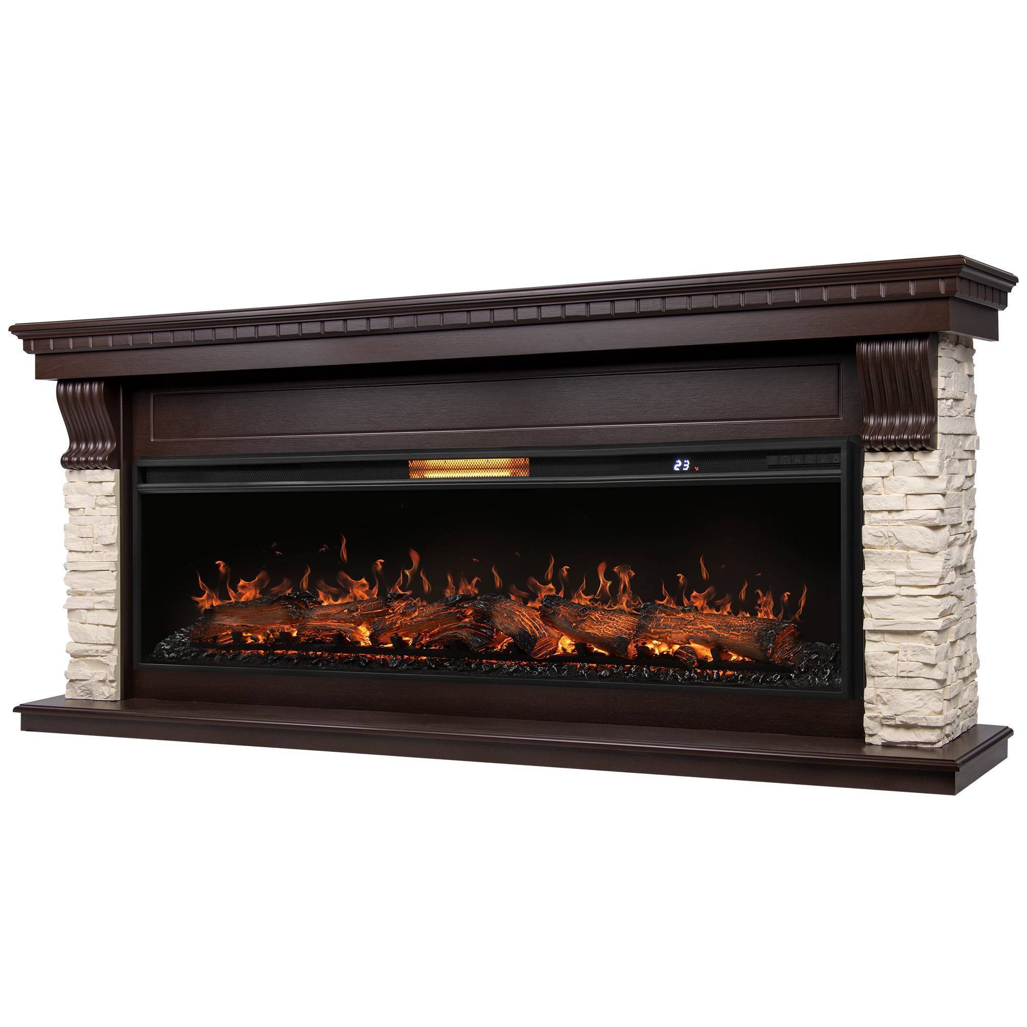 Портал для электрокамина Firelight Michigan 60 молочный камень темный дуб НС-1704090