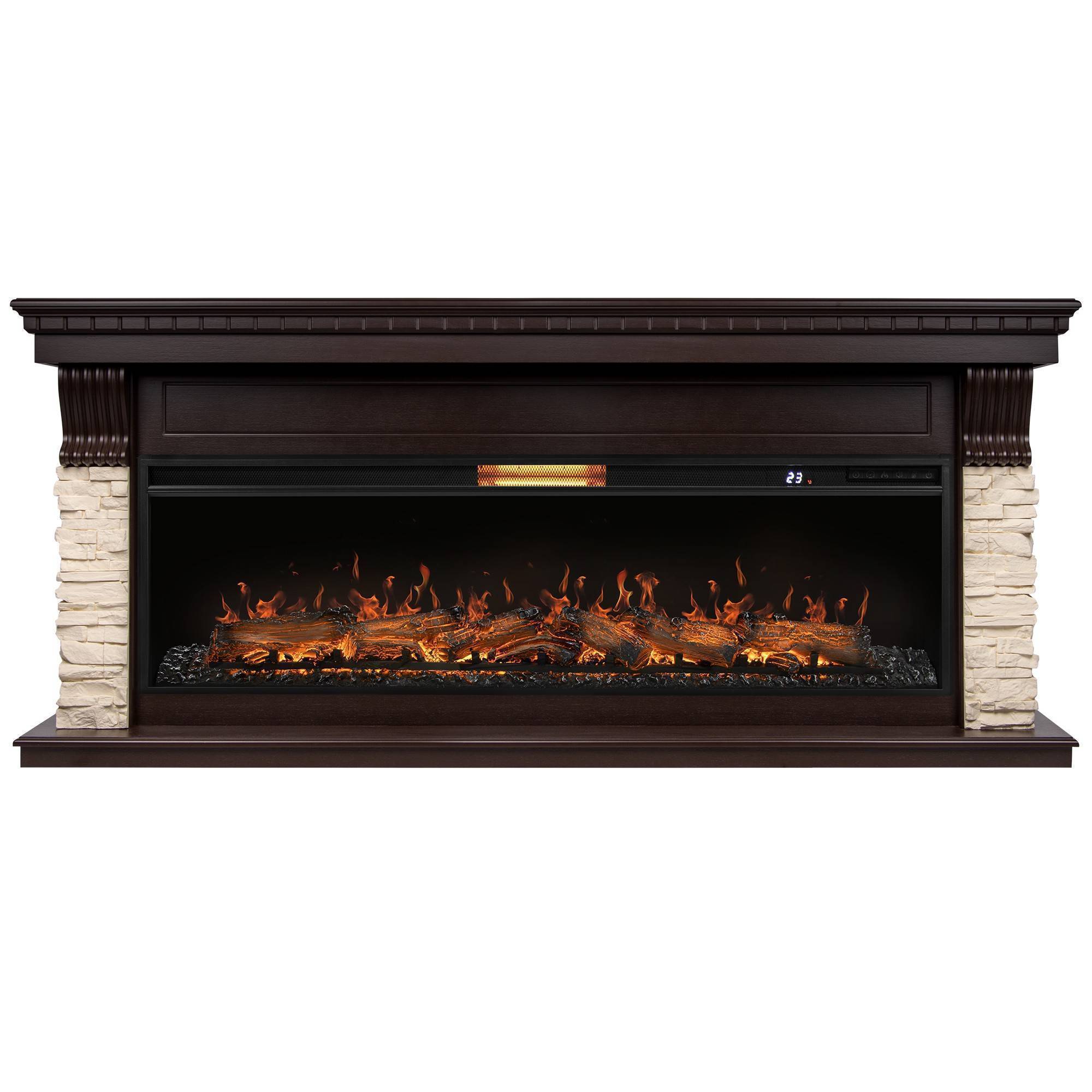 Портал для электрокамина Firelight Michigan 60 молочный камень темный дуб НС-1704090