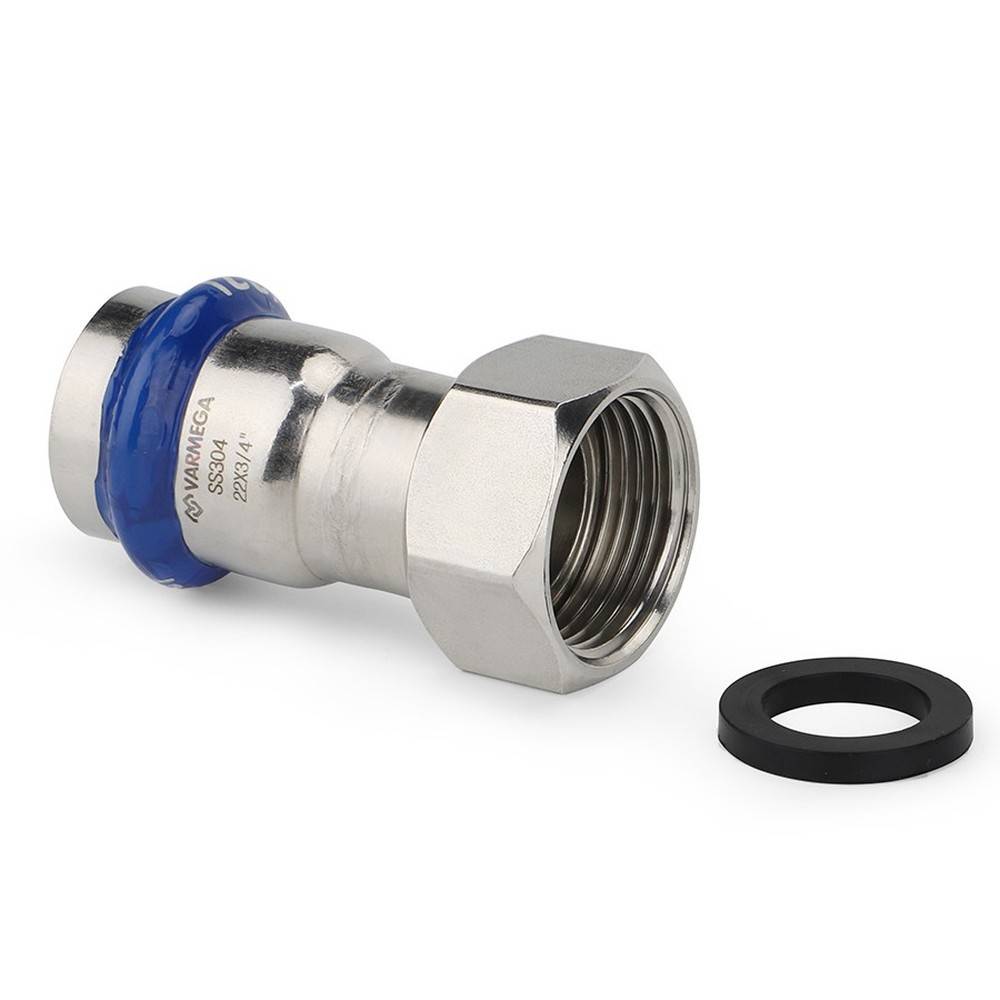 Муфта раструбная Varmega Inox Press с накидной гайкой 22 мм x 3/4 1659555