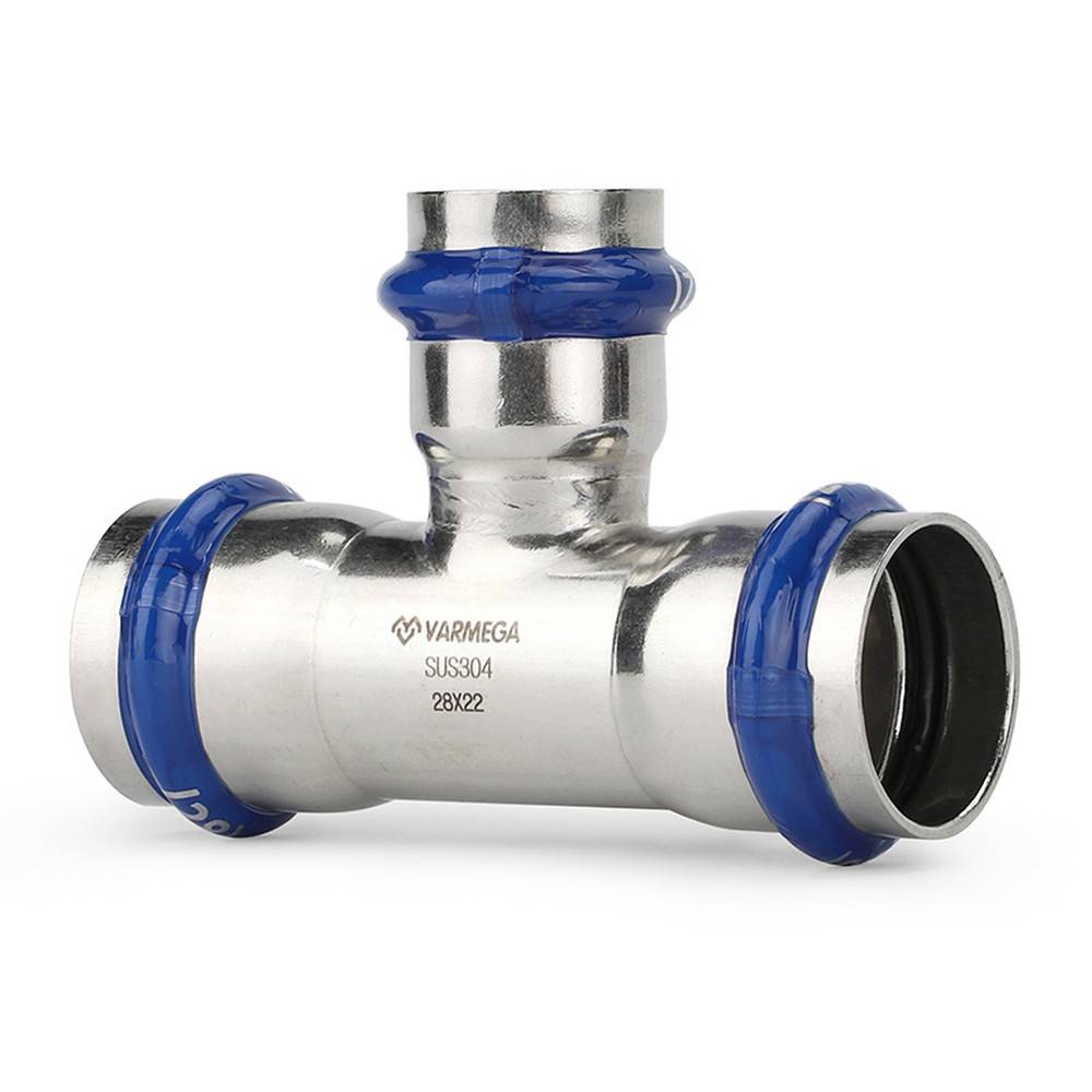 Тройник Varmega Inox Press раструбный переходной 54x42x54 мм 1659656