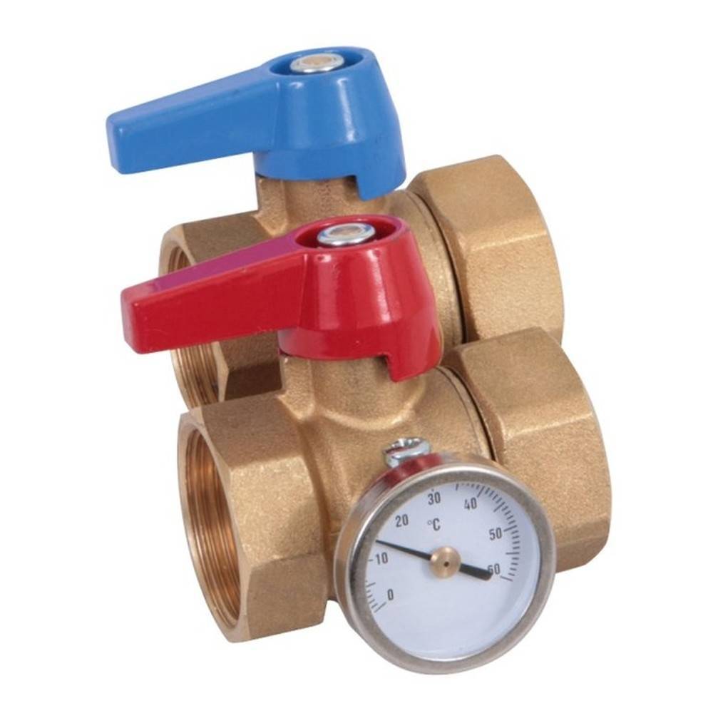 Кран шаровой Henco UFH-BTM0606-M с накидной гайкой и термометром 1 ВР х 1 ВР комплект 2 шт UFH-BTM0606-M