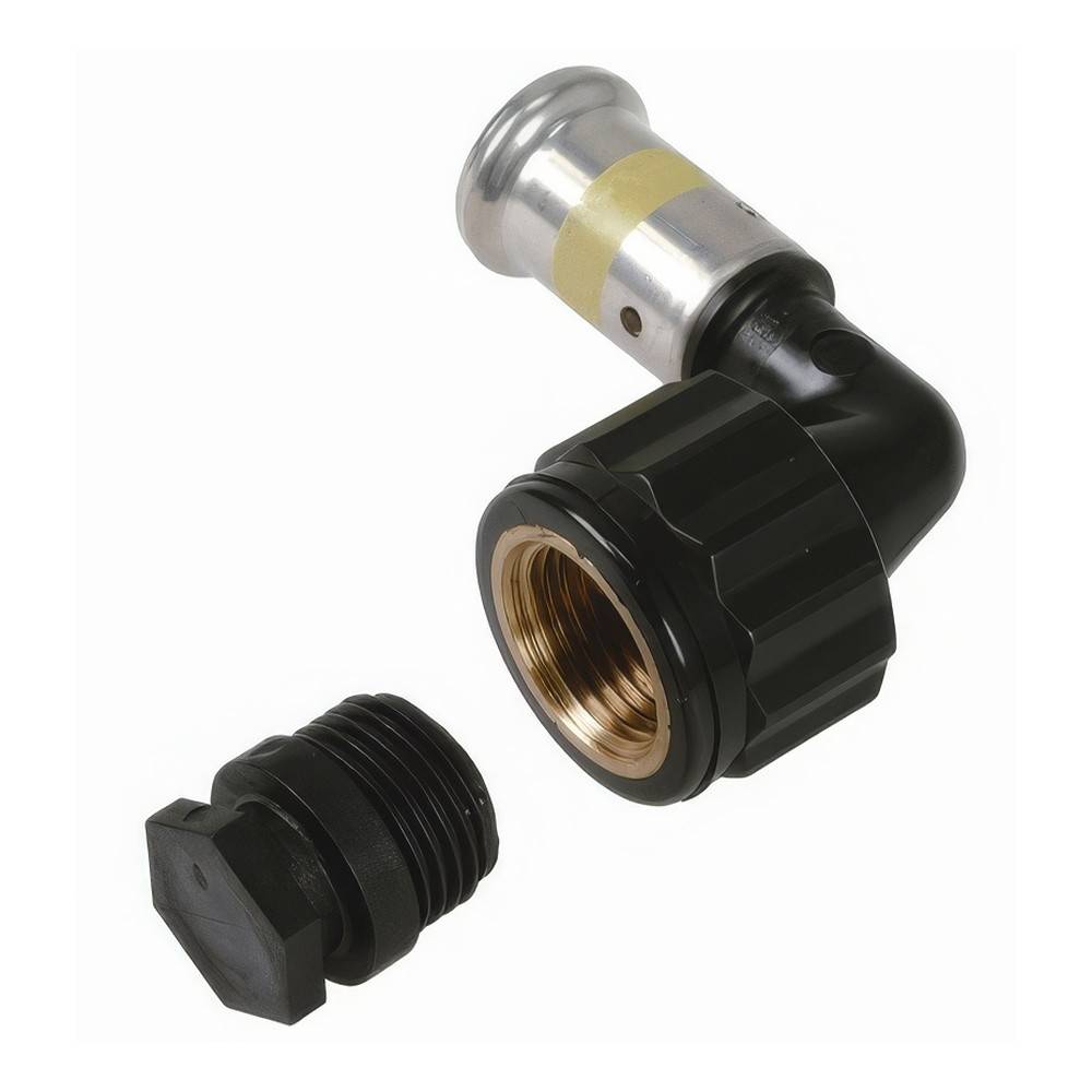 Угольник 90° HENCO PVDF Press Gas 16x1/2 ВР с заглушкой G04-1604