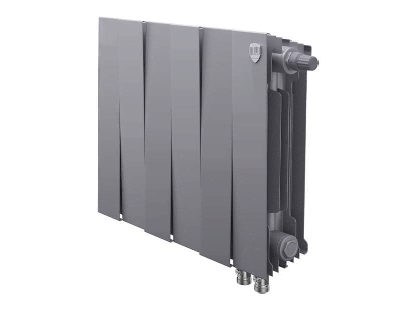 Радиатор биметаллический Royal Thermo PianoForte 300 Silver Satin 6 секций нижнее подключение НС-1346088 RAL 9006