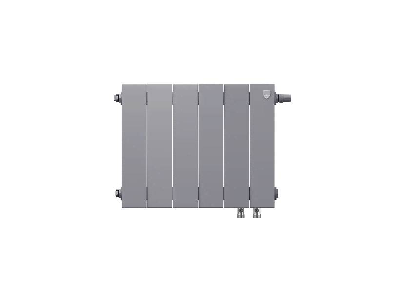 Радиатор биметаллический Royal Thermo PianoForte 300 Silver Satin 6 секций нижнее подключение НС-1346088 RAL 9006