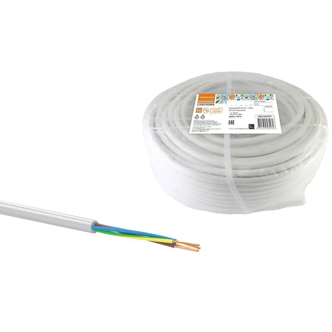 Провод TDM ELECTRIC ПВСмб 4х1 мм² 100 м белый НС-1631757