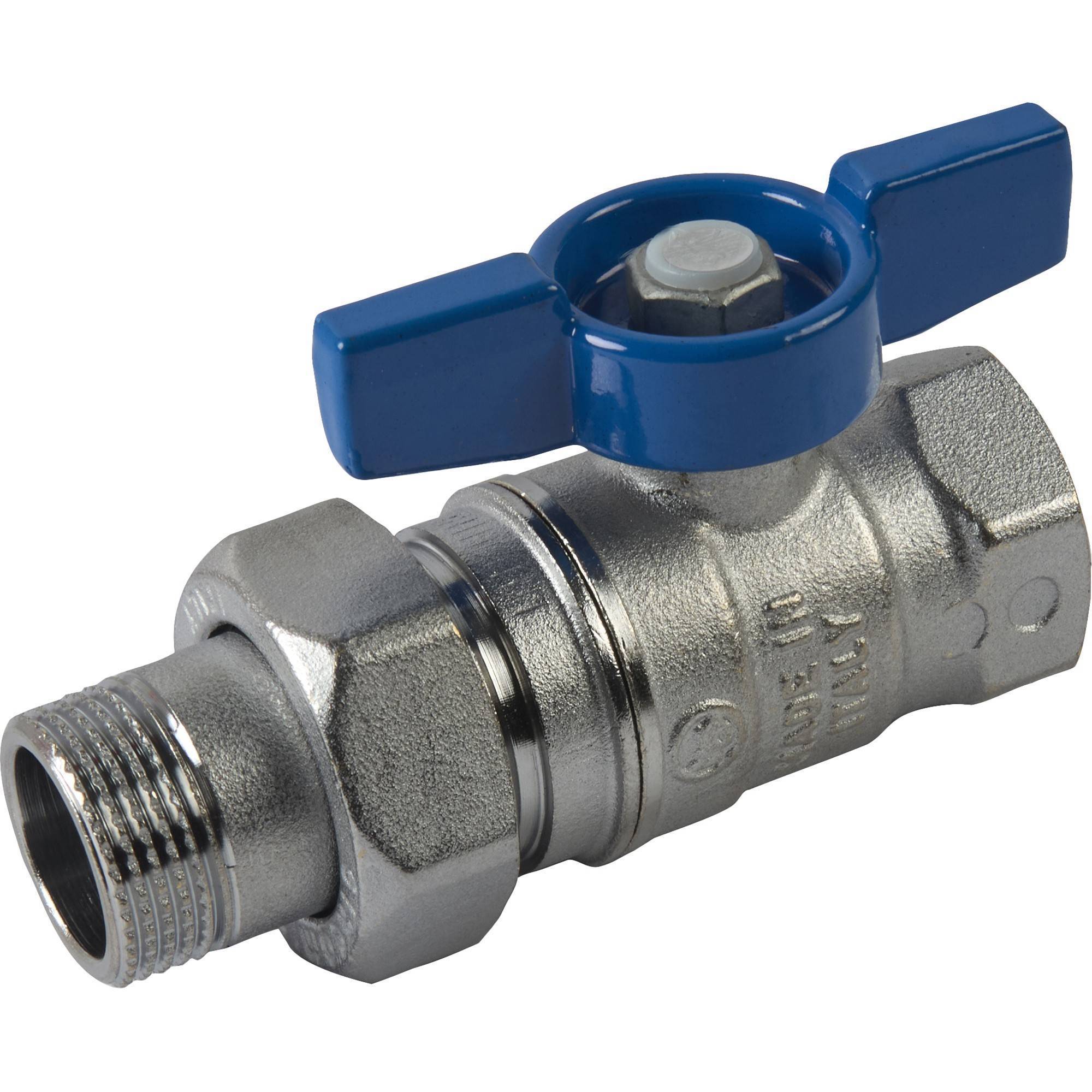 Кран шаровой Giacomini R259 3/4 с накидной гайкой синяя бабочка R259X045