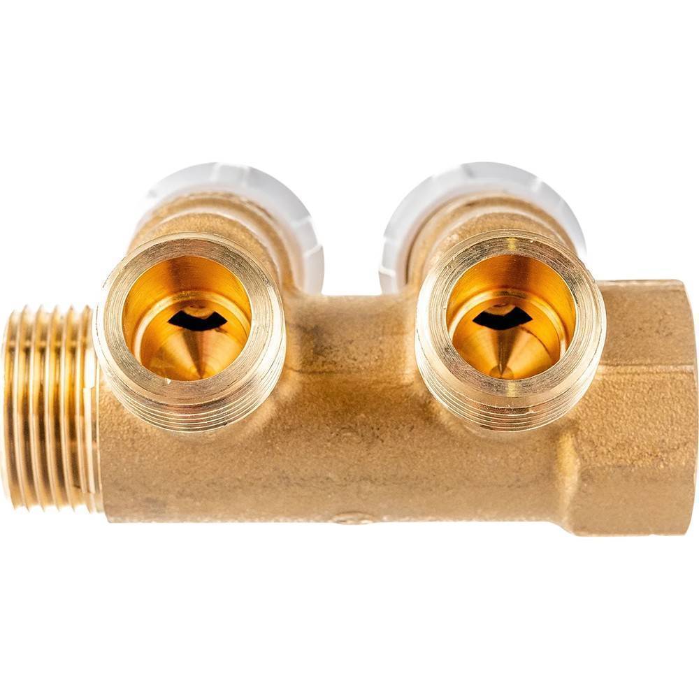 Коллектор сантехнический Giacomini с вентилями 3/4 x 1/2 на 2 выхода R585CY072