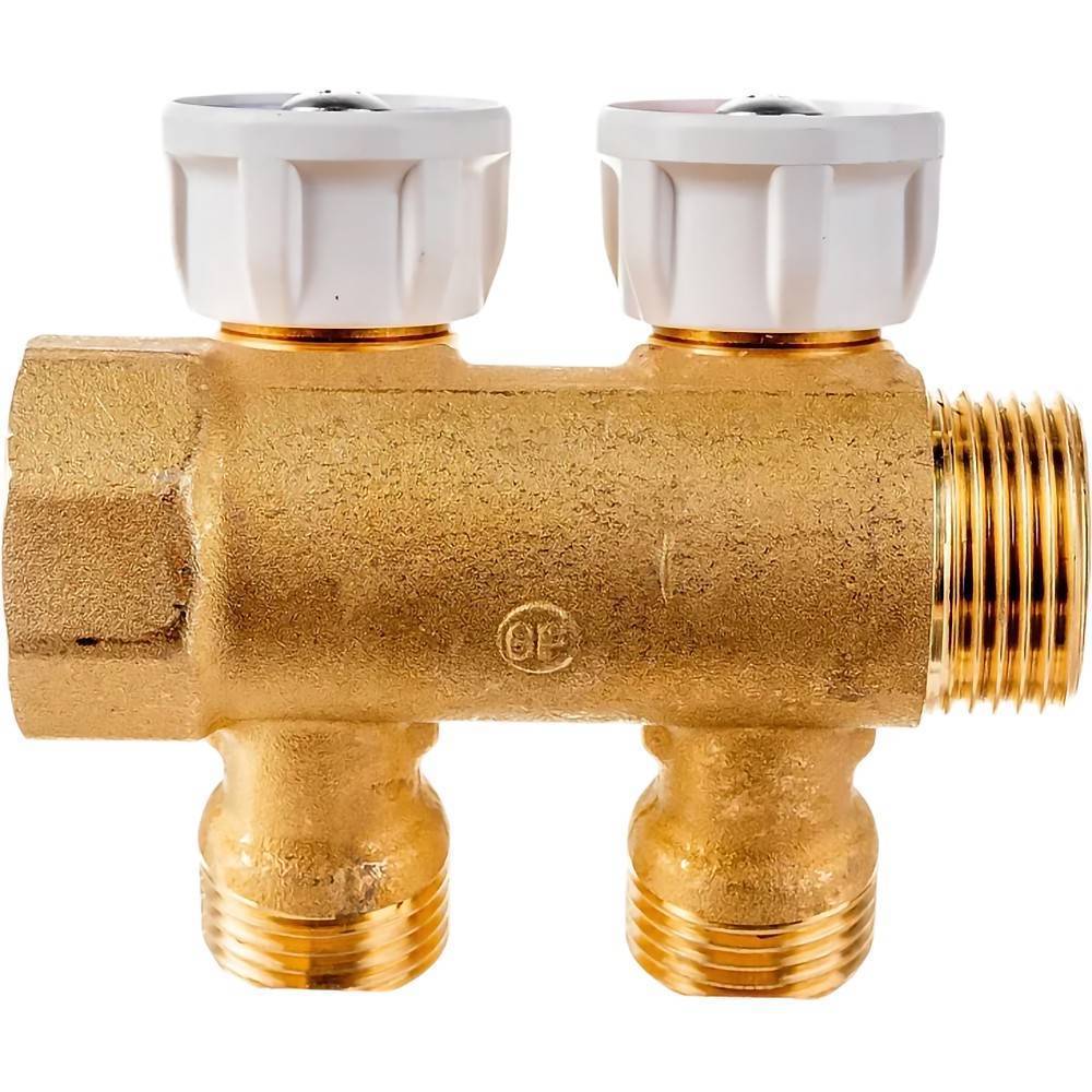 Коллектор сантехнический Giacomini с вентилями 3/4 x 1/2 на 2 выхода R585CY072