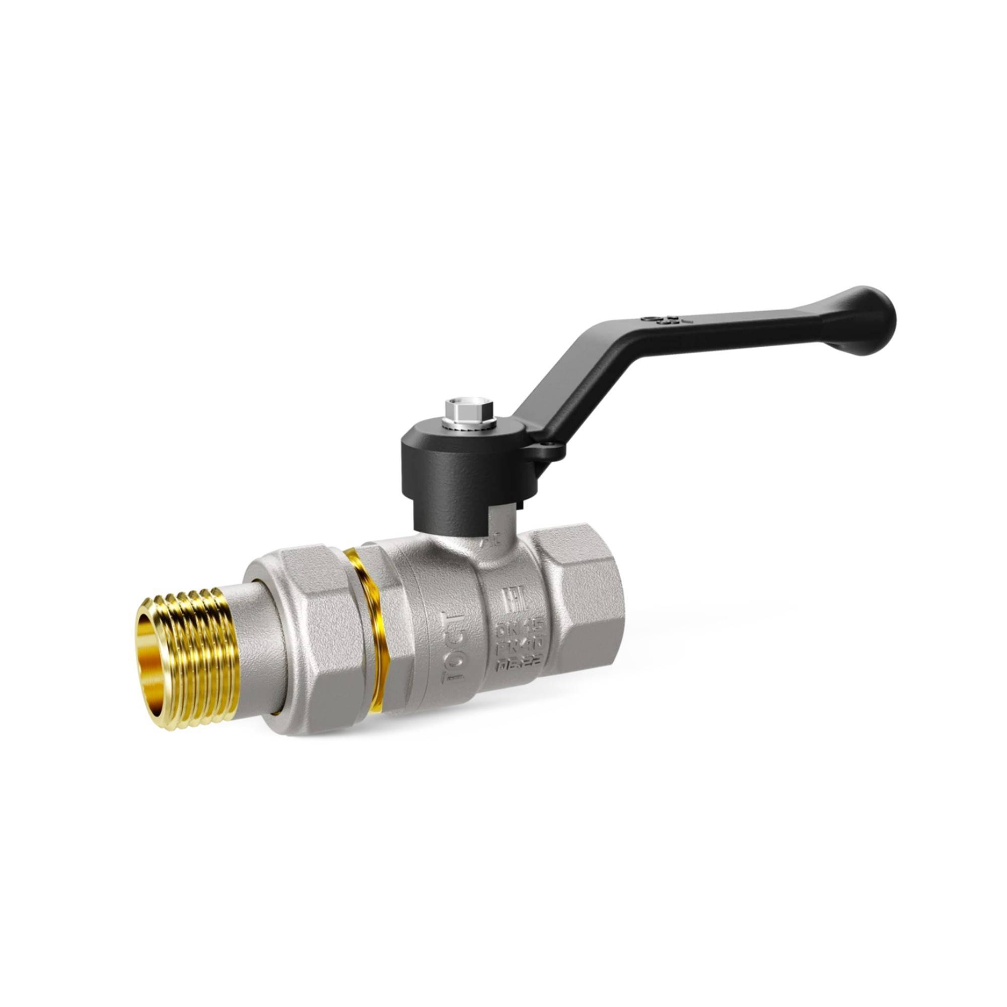 Кран шаровой латунный LD Pride 47.32.В-ГШ.Р Ду 32 вн-накидная гайка рычаг 47.32.В-ГШ.Р