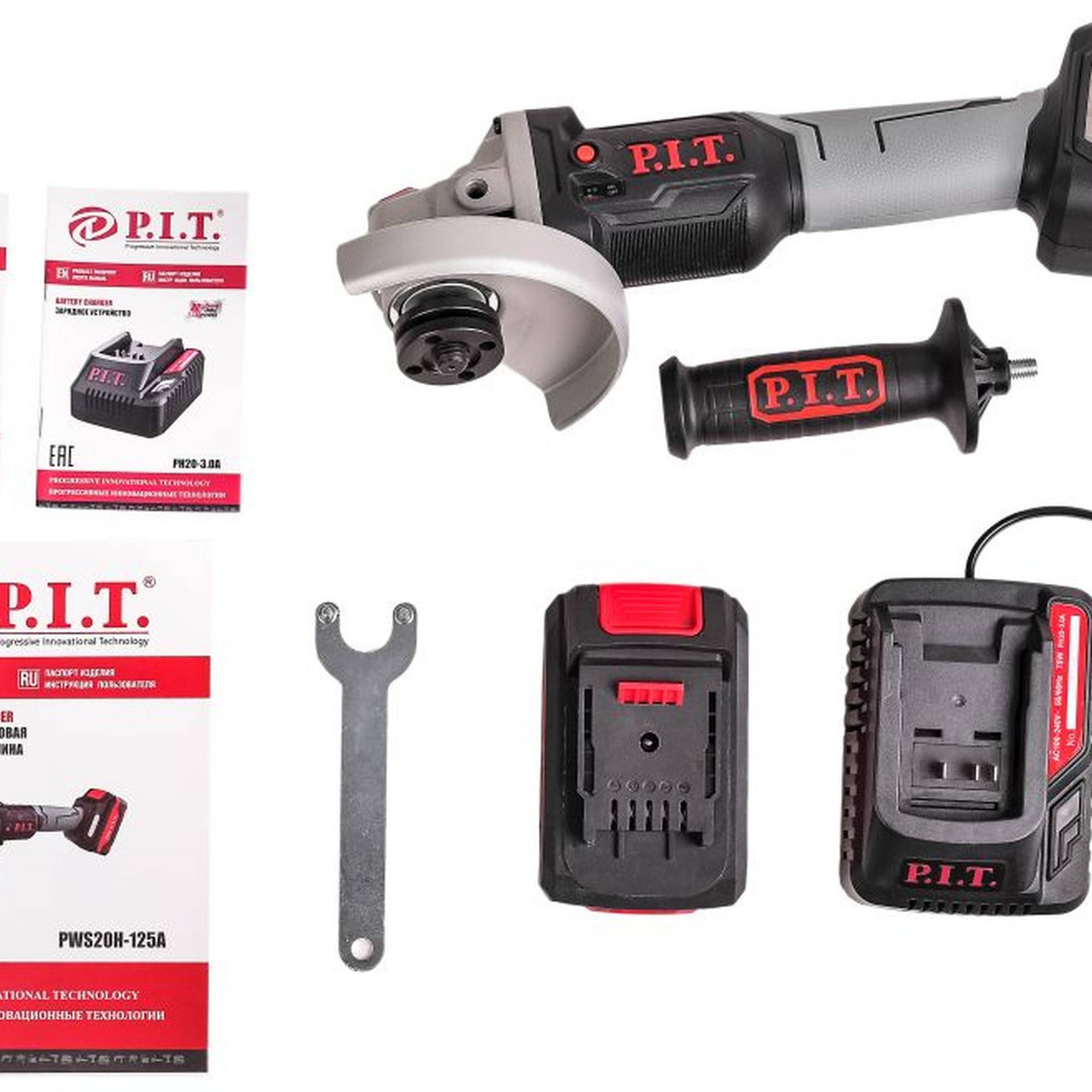 Аккумуляторная угловая шлифмашина P.I.T. PWS20H-125A/1 125 мм 20 В 1х4.0 Ач бесщеточная PWS20H-125A/1