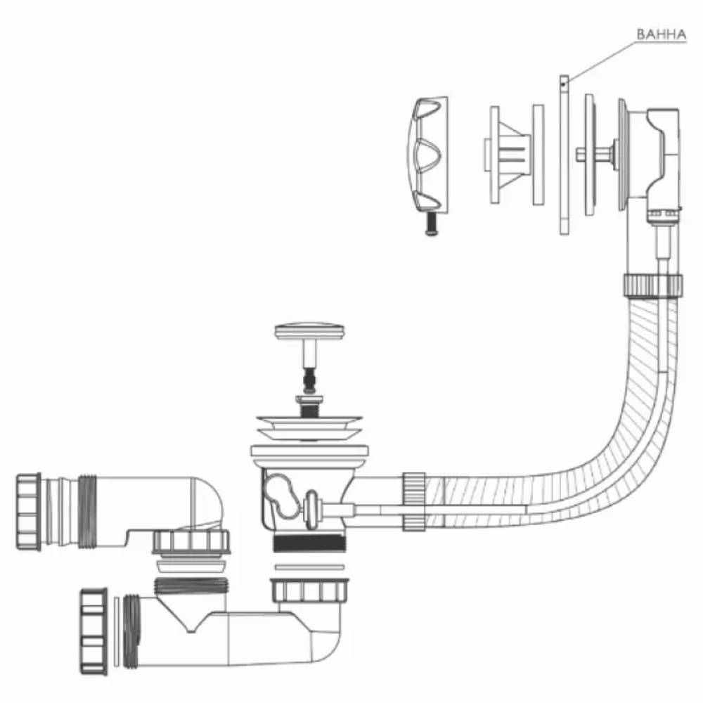 Слив-перелив для ванны BETTOSERB с латунной накладкой НС-1637784
