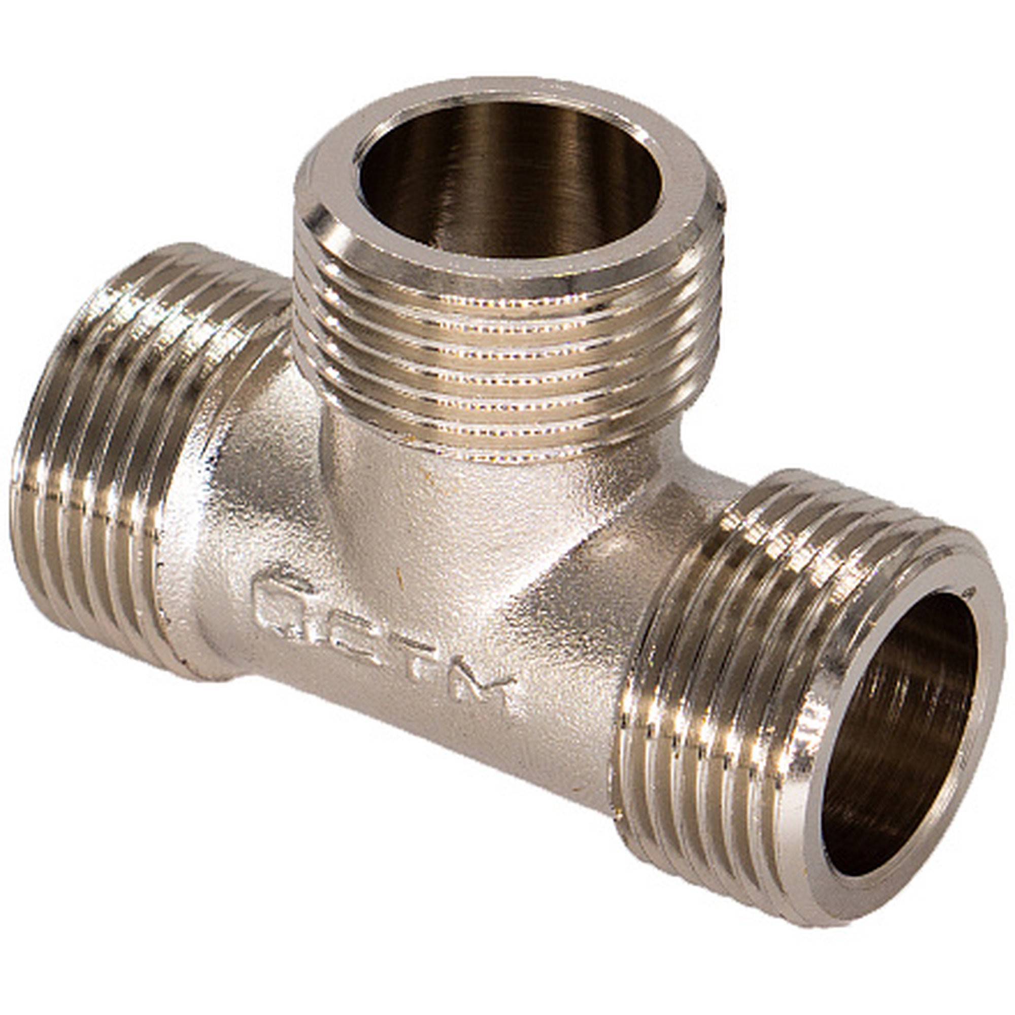 Тройник латунный никелированный CTM 1/2 НР-НР-НР НС-1206880