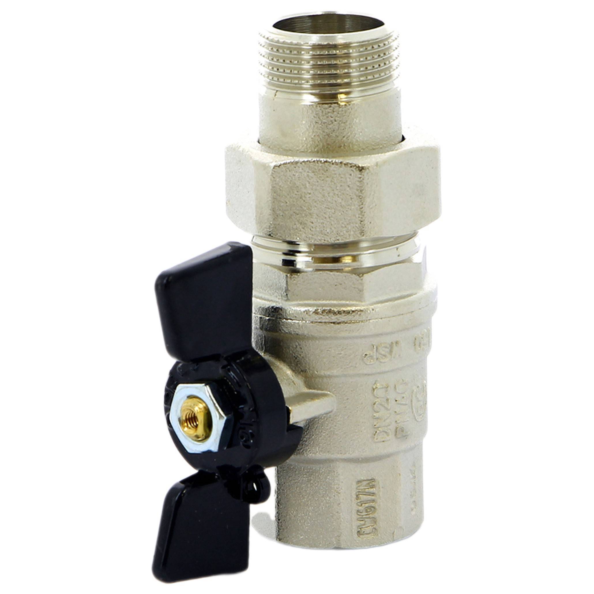 Кран шаровой BUGATTI Oregon 322 с американкой 3/4 НВ бабочка полнопроходный 3220005