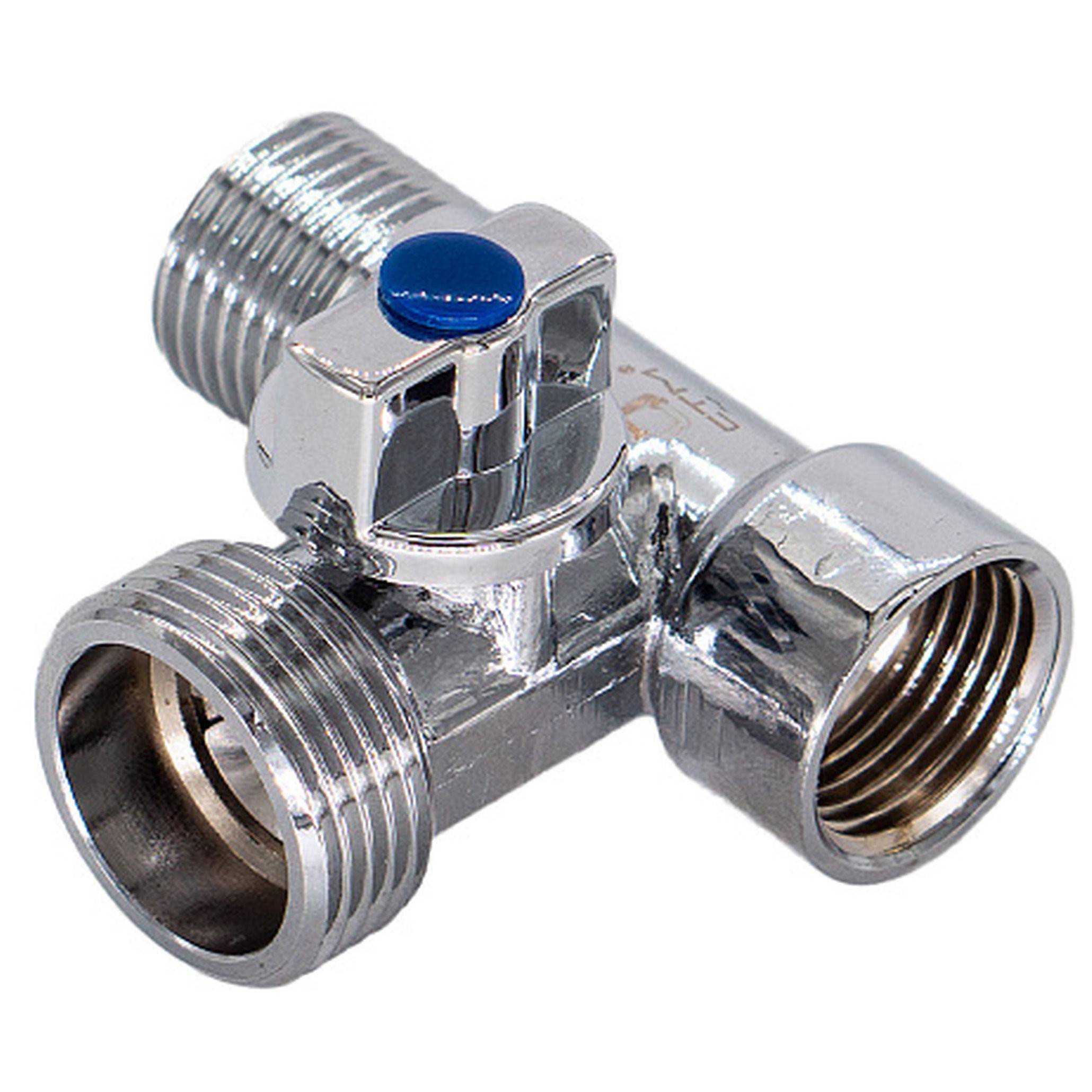 Кран шаровой для бытовых приборов CTM 1/2x3/4x1/2 г/ш/ш бабочка хром CA3H1234