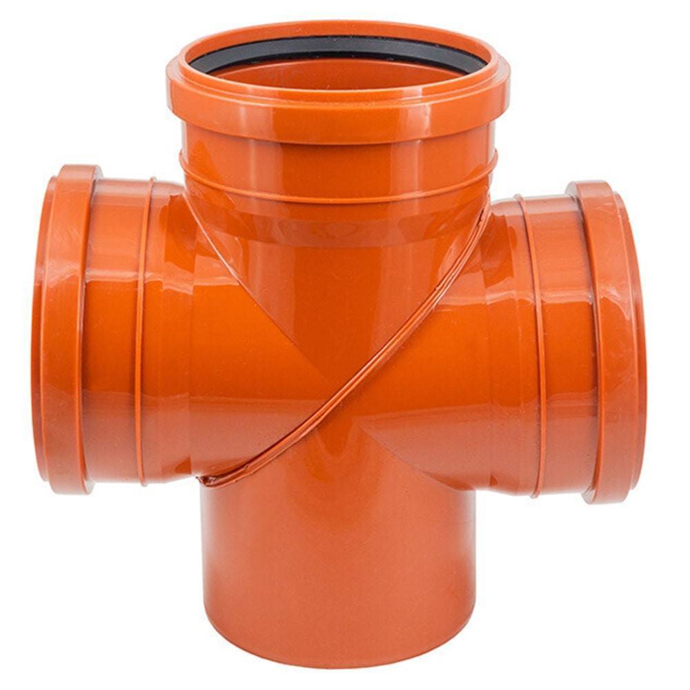 Крестовина одноплоскостная Политэк 160x160x160 мм 87° для наружной канализации 161616087