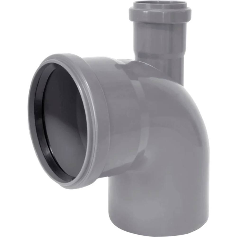 Отвод TEBO для внутренней канализации 110х87° с выходом вверх 50 мм серый 013021304