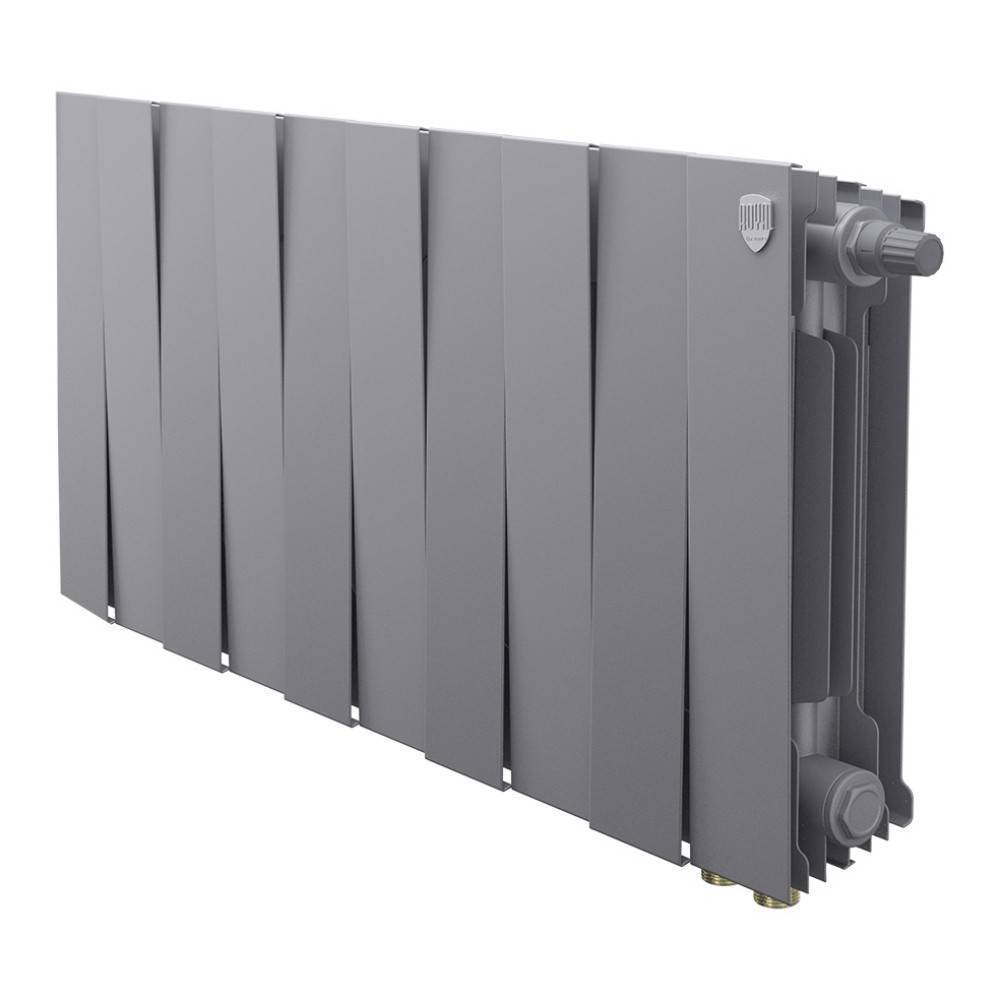 Радиатор биметаллический Royal Thermo PianoForte 300 Silver Satin 8 секций нижнее подключение НС-1506359 RAL 9006