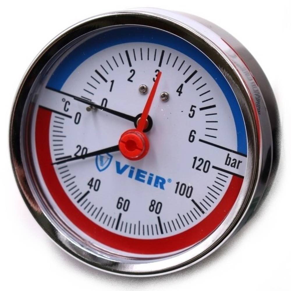 Термоманометр аксиальный Vieir 80 мм 6 бар 1/2 YF6