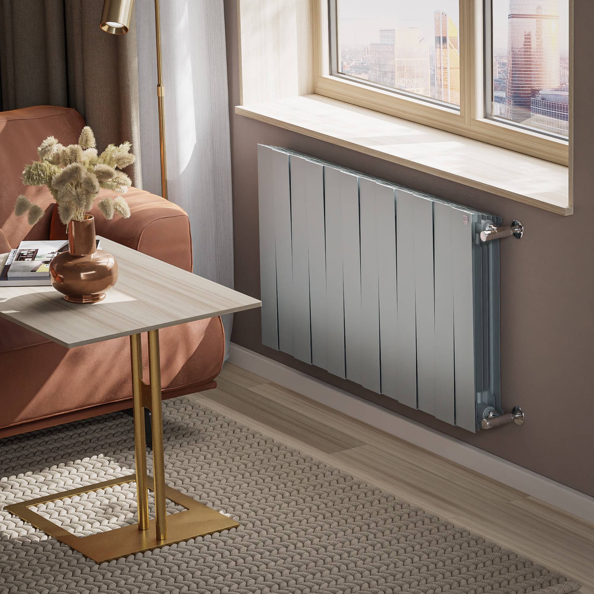 Радиатор биметаллический Royal Thermo PianoForte 500 Серебристый 12 секций боковое подключение 1682374