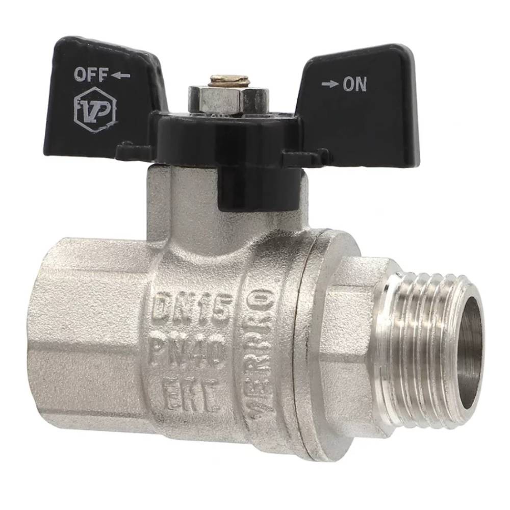 Кран шаровой ViEiR 1/2 ВН бабочка черный VP221-01