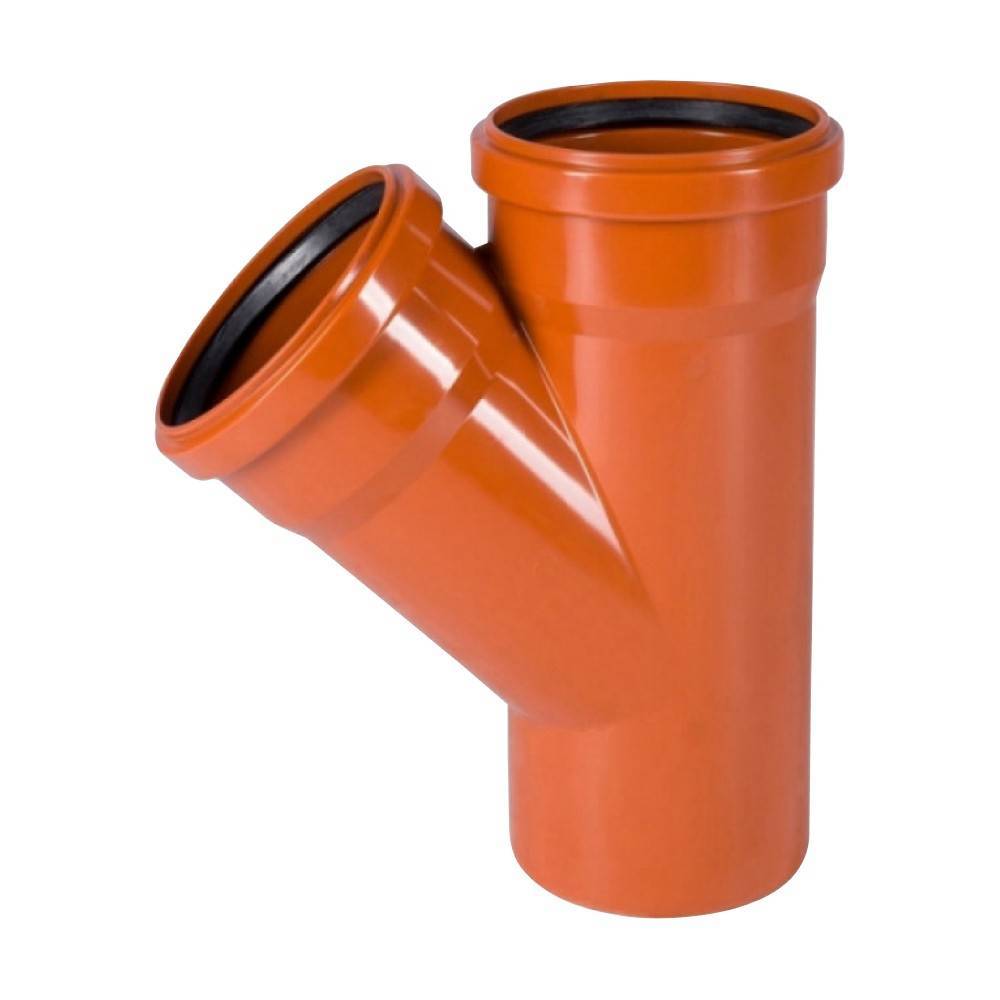Тройник канализационный VALFEX 110x110 мм 45° наружная канализация рыжий 10211011045
