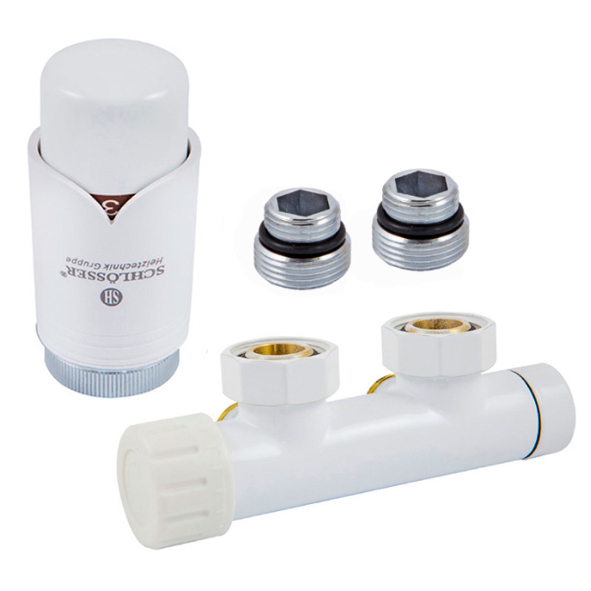 Комплект подключения Schlosser Duo-Plex 3/4xM22x1.5 угловой левый белый 602000004