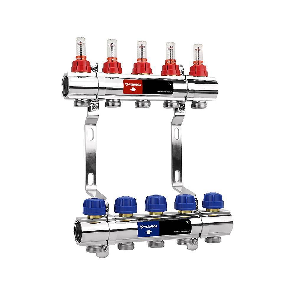 Группа коллекторная Varmega 1 x 11 выходов 3/4 EK с расходомерами латунь VM15411