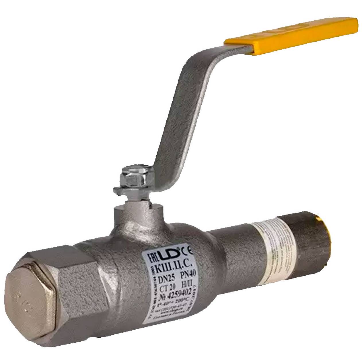 Кран шаровой стальной спускной LD DN 15 PN 40 муфта-приварка КШ.Ц.П.М.015.040.Н/П.02