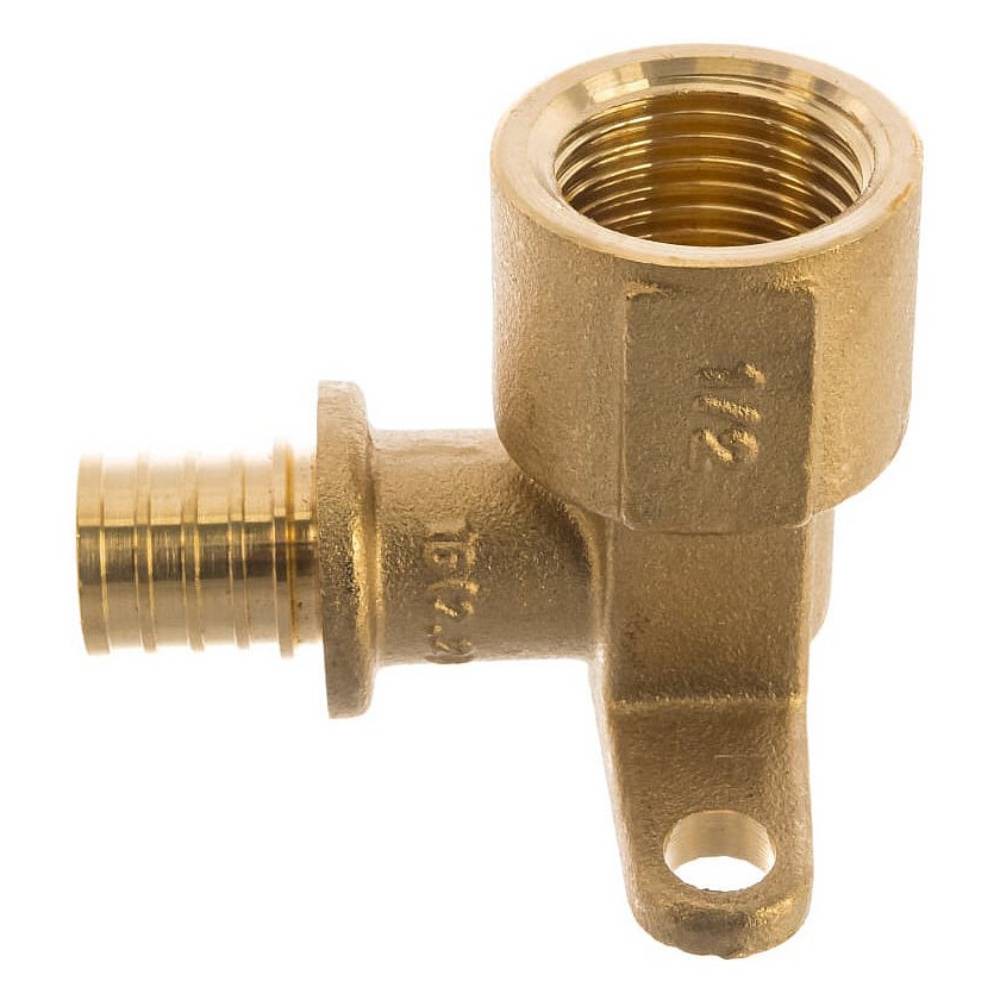 Уголок аксиальный РОСТерм 16x1/2 ВР с настенным креплением латунь 1629242