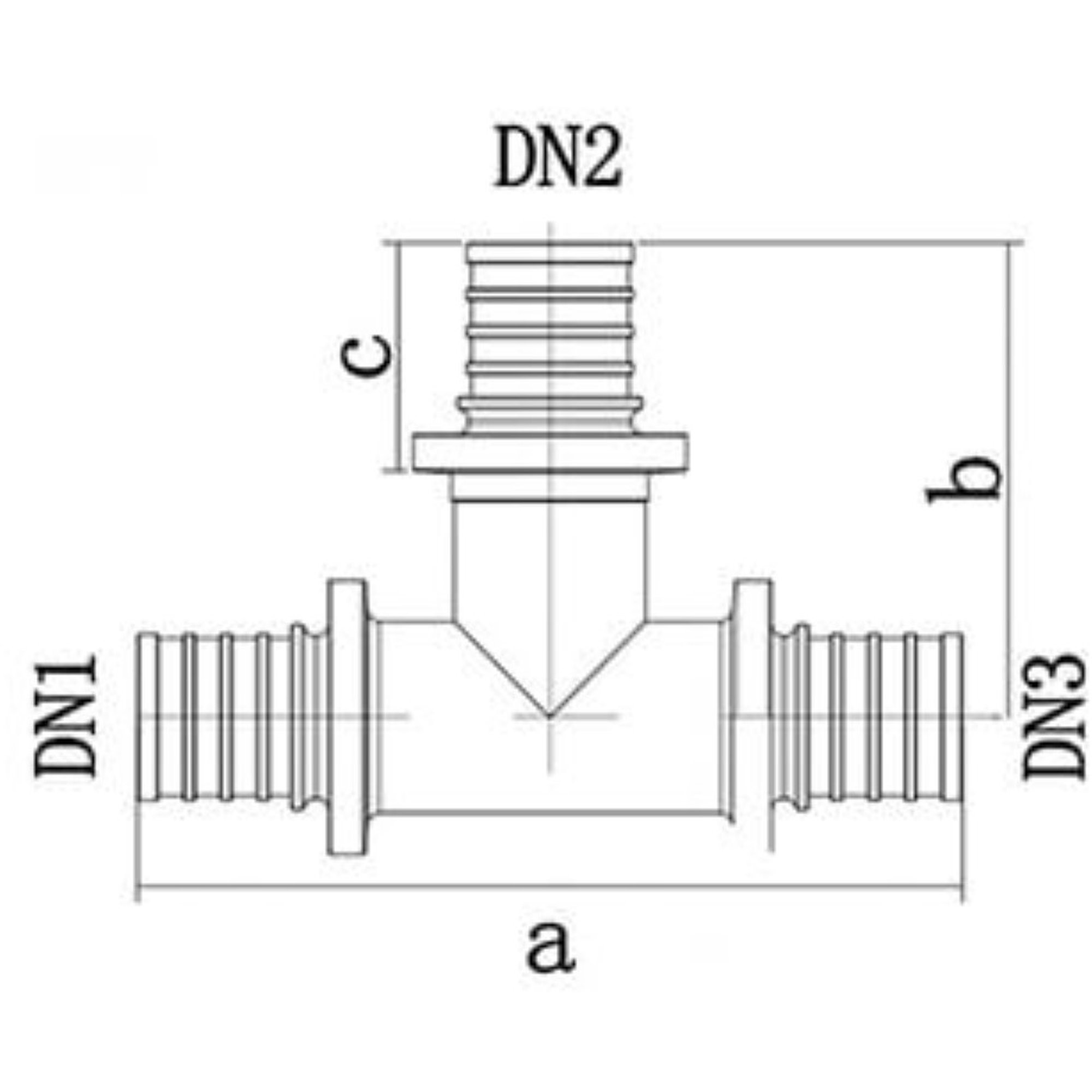 Тройник аксиальный переходной ONE PLUS латунный 16х20х16 мм НС-1691834