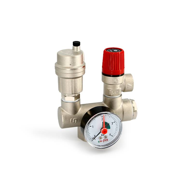 Группа безопасности котла Uni-Fitt Mini до 50 кВт 1 3 бар никелированная 254N4530
