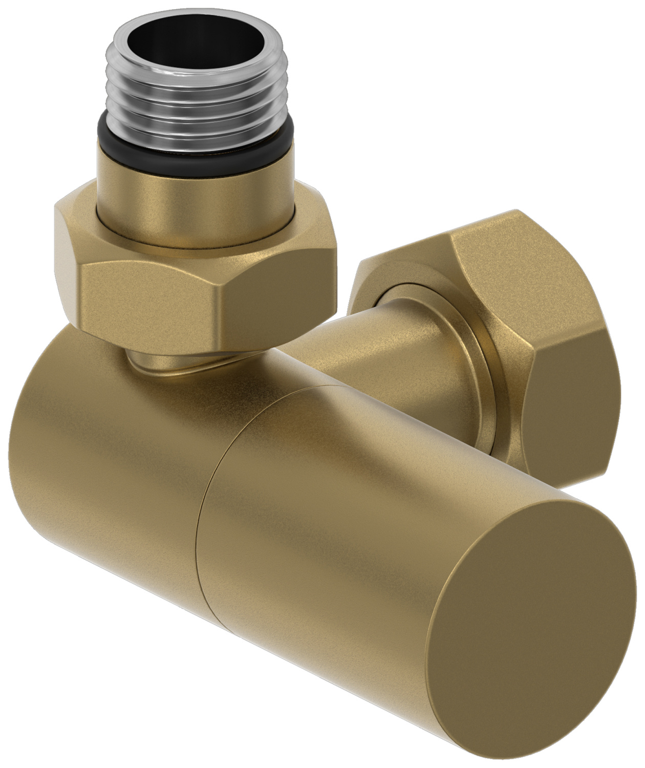 Вентиль регулирующий 3D левый Сунержа Цилиндр G 1/2 x G 3/4 золотой шёлк матовый 32-1402-1234