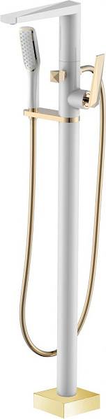 Смеситель напольный для ванны с душем Boheme Venturo белый золото 389-W