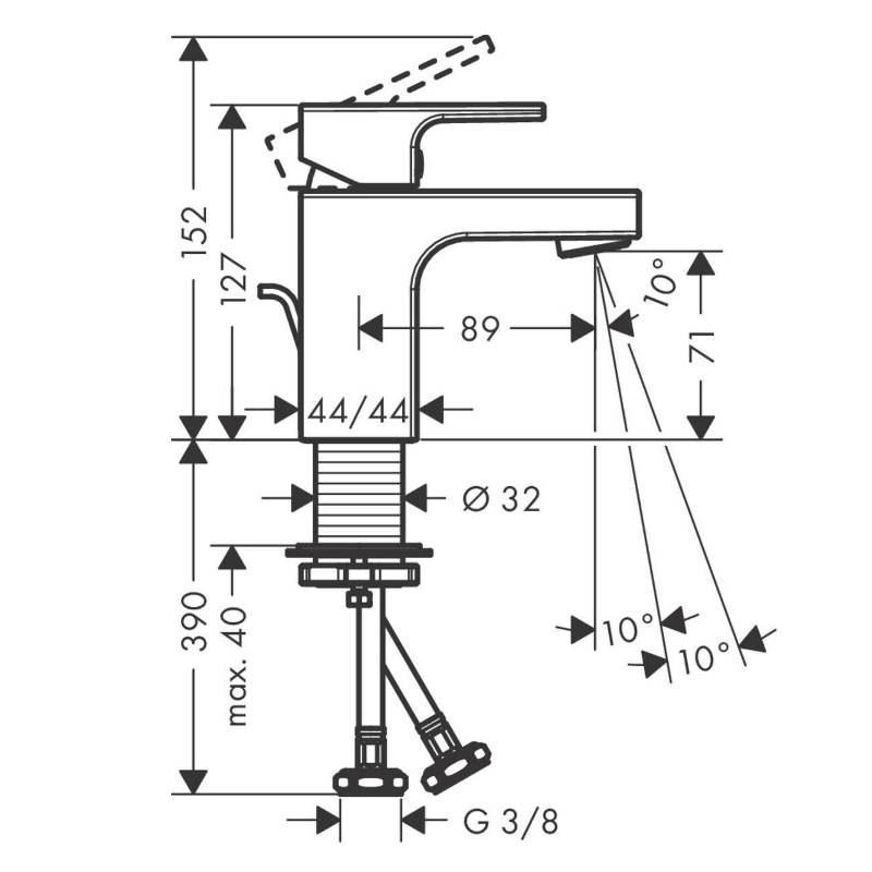 Смеситель для раковины hansgrohe Vernis Shape 70 со сливным гарнитуром хром 71560000