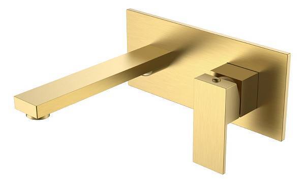 Смеситель для раковины настенный Boheme Qubic матовое золото 475-MG