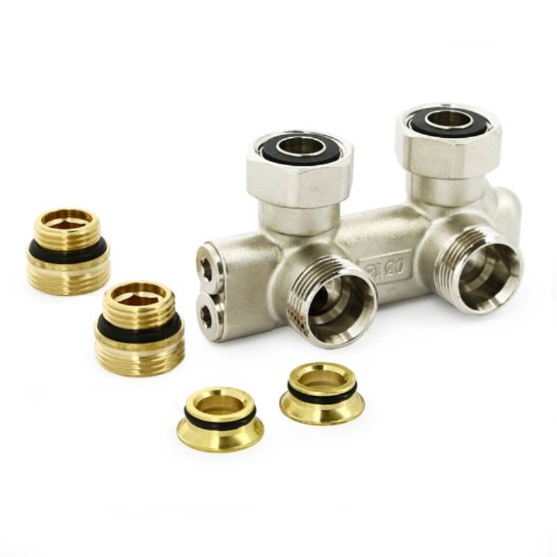 Узел радиаторный перекрестный угловой Uni-Fitt НВ 3/4 x 3/4 EK с ниппелями и адаптером 197N3011