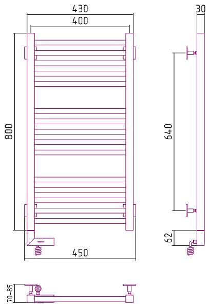 Полотенцесушитель электрический Сунержа Модус 2.0 400x800 мм левый матовый белый 30-5600-8040