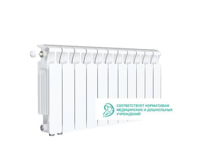 Радиатор биметаллический RIFAR Monolit Ventil 350 11 секций нижнее левое подключение белый R-MN-350-11-VL RAL 9016