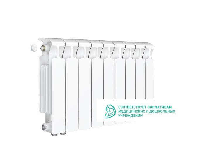 Радиатор биметаллический Rifar Monolit Ventil 350 9 секций нижнее левое подключение белый RMV35009L