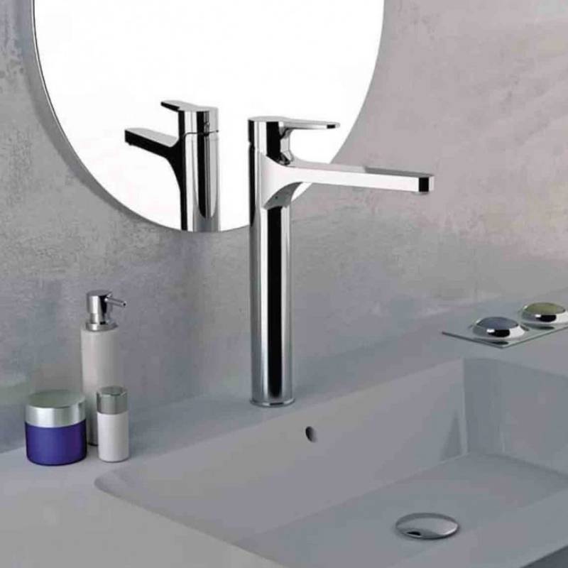 Смеситель для раковины Remer Winner высокий с донным клапаном click-clack хром W10L