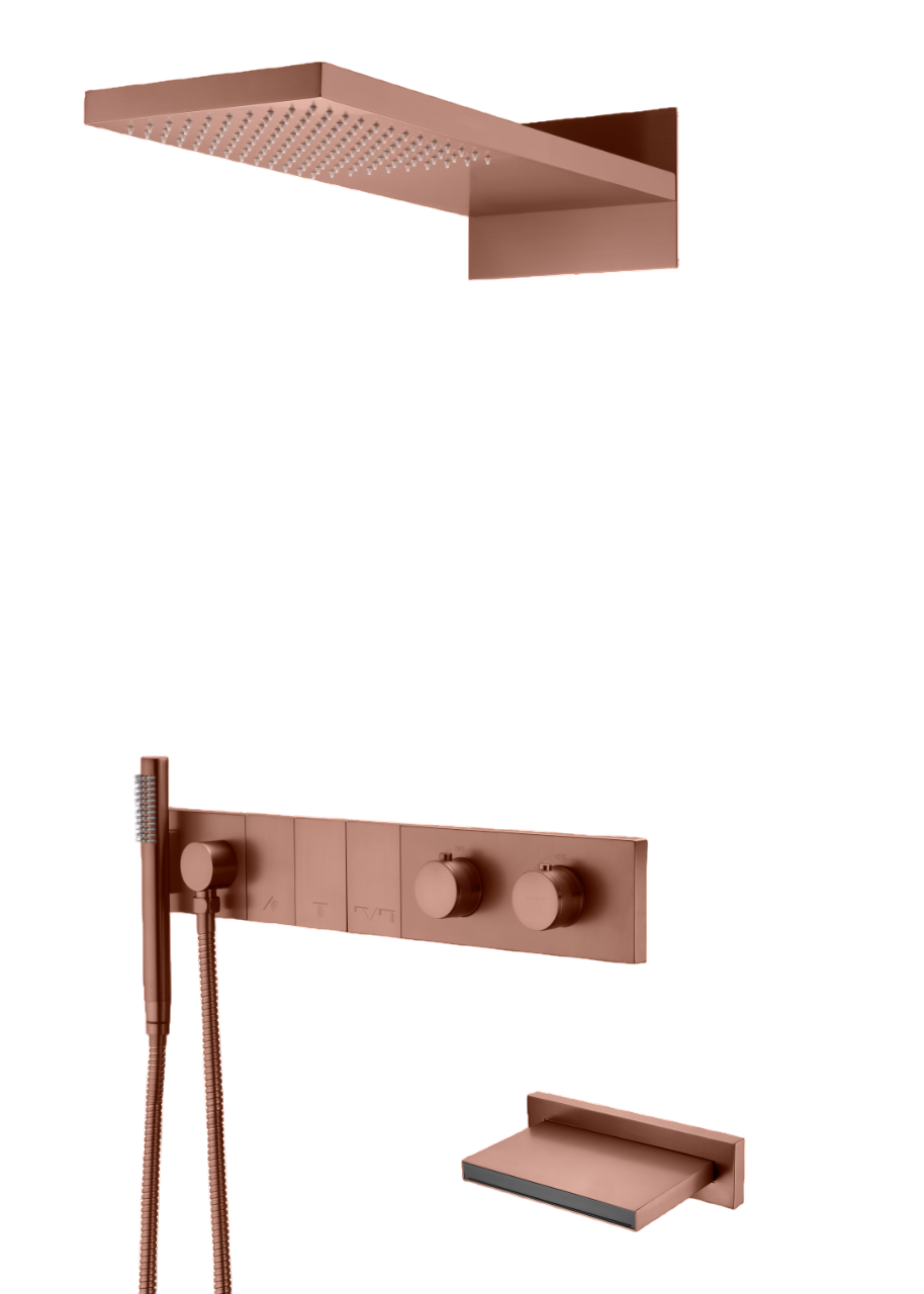 Душевой комплект встраиваемый Boheme Zodiac термостат излив верхний и ручной душ матовая бронза 133-2-BRB