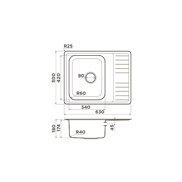Кухонная мойка OMOIKIRI Sagami 63-IN нержавеющая сталь 63x50 см 4993732