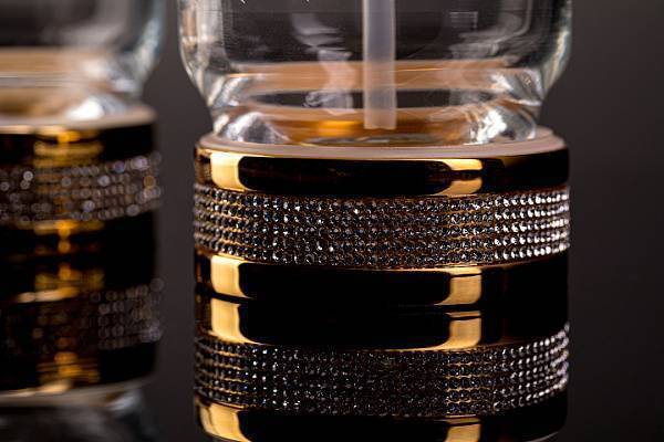 Дозатор для жидкого мыла Boheme Royal Cristal настольный золото черный кристалл 10929-G-B